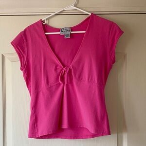 Lilly Pulitzer Pink Tie-Front Cap Sleeve Top